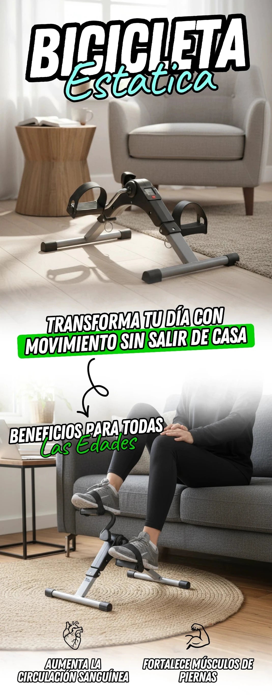 Mini Bicicleta Estática de Pedales - Ejercicio Cómodo en Casa - Imagen 9
